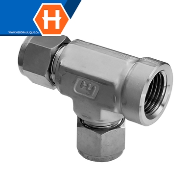 Adaptateur Hy-Lok en T SS316 tube x F.NPT en ligne