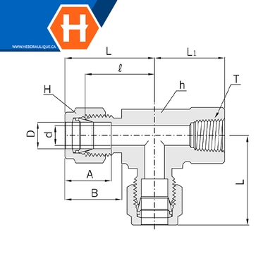 Adaptateur Hy-Lok en T SS316 tube x F.NPT en ligne