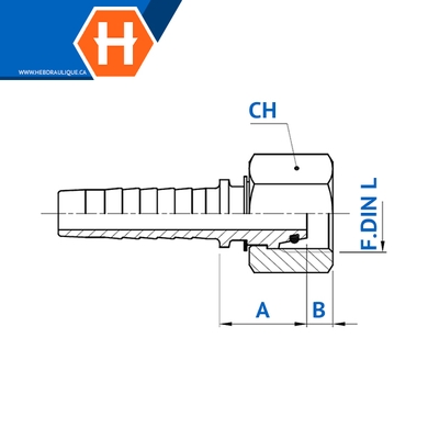 Raccord 2pcs fem. métrique DIN L tournant