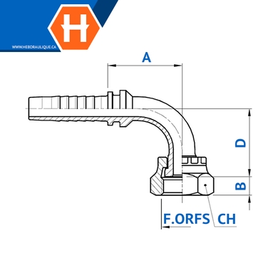 Raccord 2pcs 90° (compact) fem. ORFS tournant