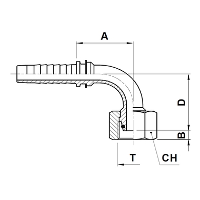 Raccord 2pcs 90° fem. métrique DIN L tournant