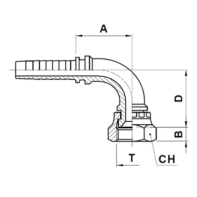 Raccord 2pcs 90° fem. Komatsu tournant