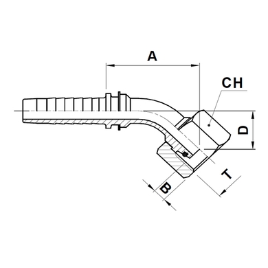 Raccord 2pcs 45° fem. métrique DIN S tournant