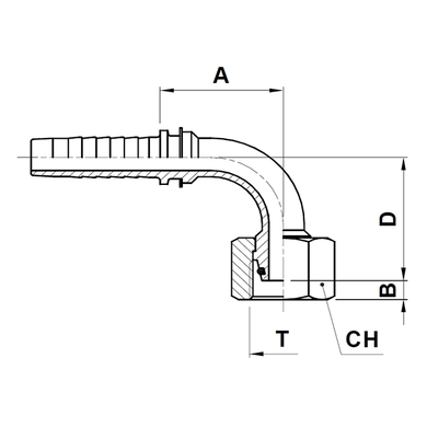 Raccord 2pcs 90° fem. métrique DIN S tournant