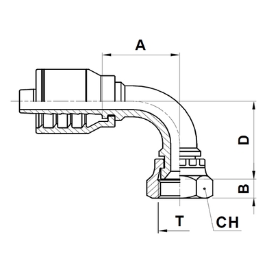 Raccord 1pc 90° fem. JIC tournant