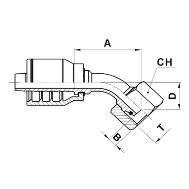 Raccord 1pc 45° fem. métrique DIN L tournant