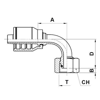 Raccord 1pc 90° fem. métrique DIN L tournant
