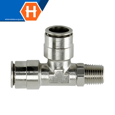 Adapt. T laiton fem. push-connect x M.NPT en ligne