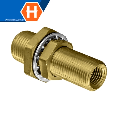 Adaptateur union de cloison laiton - M.NPT x F.NPT