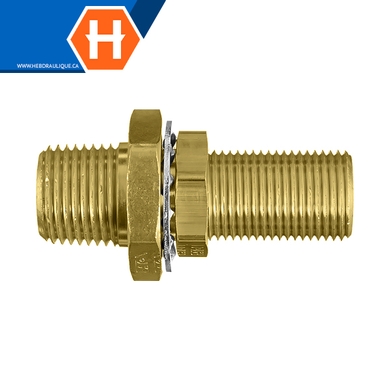 Adaptateur union de cloison laiton - M.NPT x F.NPT