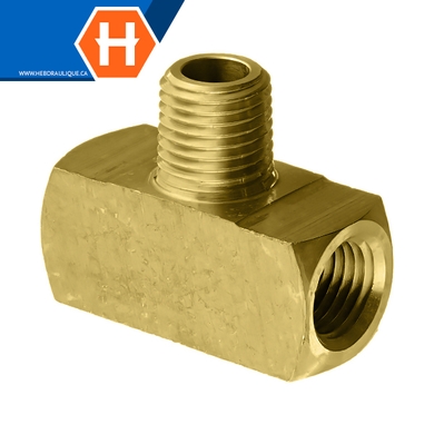 Adaptateur en T laiton - F.NPT x branche M.NPT