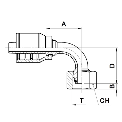 Raccord 1pc 90° fem. métrique DIN S tournant