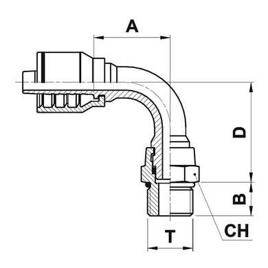 Raccord 1pc 90° mâle SAE ORB tournant