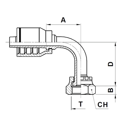 Raccord 1pc 90° (long) fem. ORFS tournant