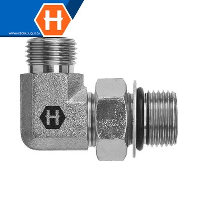 Adaptateur 90° M.ORFS x M.ORB ajustable