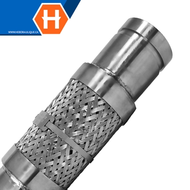Boyau flexible avec embouts rainurés en acier inox