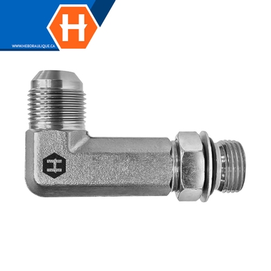 Adaptateur 90° (2x-long) M.JIC x M.ORB ajustable