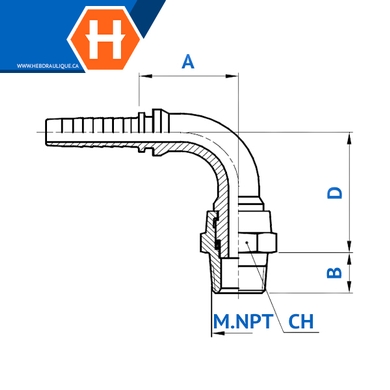 Raccord 2pcs 90° mâle NPT tournant