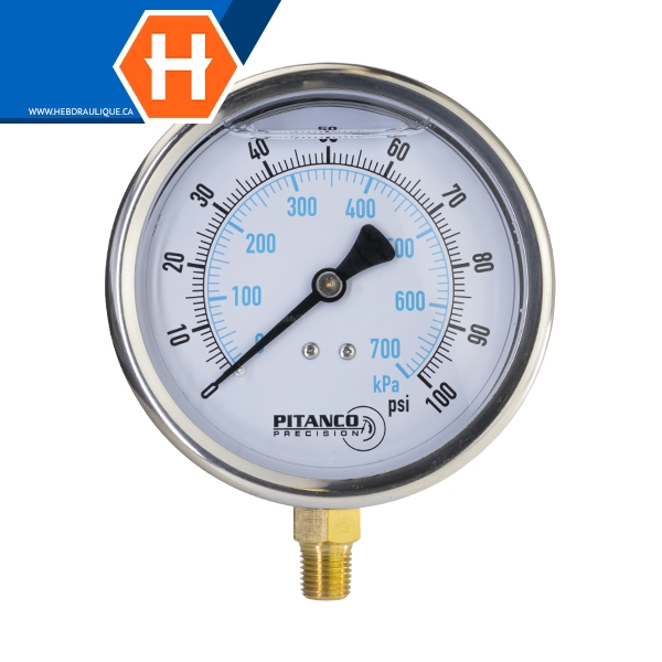 Manomètre pression glycérine 4 – 1/4 M.NPT LM - Manomètres