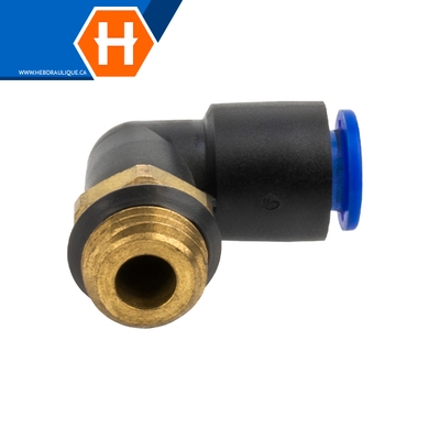 Coude 90° (tube métrique) x M.UNI – pneumatique