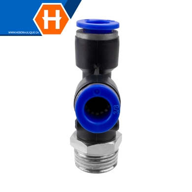 T latéral (tube métrique) x M.NPT – pneumatique