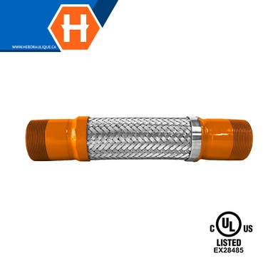 UL listed stainless steel flexible hose w/ steel threaded fittings for fire protection systems