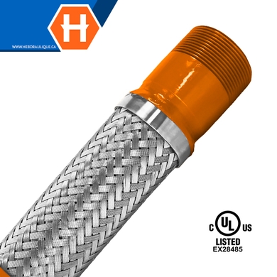 UL listed stainless steel flexible hose w/ steel threaded fittings for fire protection systems