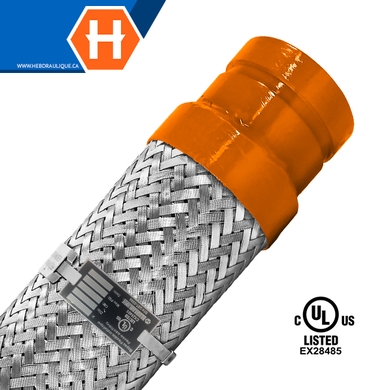 Boyau flexible en acier inoxydable listé UL système d'incendie avec embouts rainurés