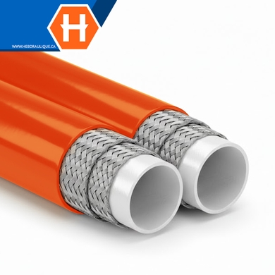 Boyau thermoplastique double non-conducteur orange SAE 100R7