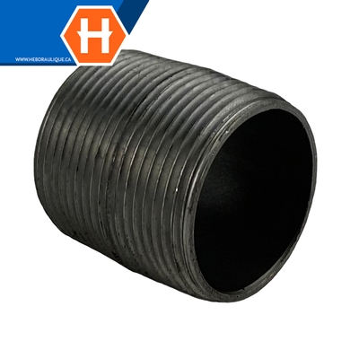 Black steel pipe #150 threaded close nipple - M.NPT