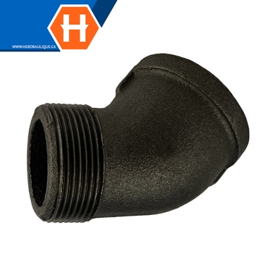 Coude 45° #150 - acier noir - M.NPT x F.NPT